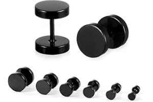 LETCDFER 6 Pairs (12 Pieces) Silver Earrings Studs Stainless Steel Ears, Men's Earrings Earrings Studs Set Surgical Steel Fake Ears Plugs Round Barbell Earplugs Flat Disc Earring for Women silver