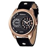 IG-Invictus Luxus Luxus Herrenmode Sport Wasserdichte Digital Analog Quarz-Armbanduhr Herren Gürtel Uhr Schwarz Gürtel Gold Shell