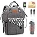 Produktbild Baby Wickelrucksack, Telgoner Wickeltasche Rucksack Gross Multifunktional Oxford Windel Rucksack Kapazität Babytasche mit Diaper Bag, USB-Ladeanschluss und 2 Kinderwagengurten (Dark Grey)