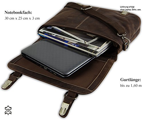 CHESTERFIELD Leder Umhängetasche FOREST Schultertasche Notebook Tasche Braun - 3