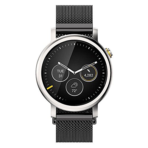 Pinhen 20mm Reloj Bandas Reemplazo liberaci  n r  pida Correa Banda de Milanese Bucle magn  tico de Acero Inoxidable para Gear S2 Classic Moto 360 42mm Huawei Watch 2 Smart Watch  20MM Black 