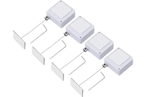 PATIKIL 3.3 Ft Cavo Di Sicurezza Retrattile Telecomando, 4 Pezzi Laccio Di Sicurezza Quadrato Con Fermaglio Regolabile E Adesivo Per Telecomando TV, Bianco (Cappuccio In Ferro Quadrato)