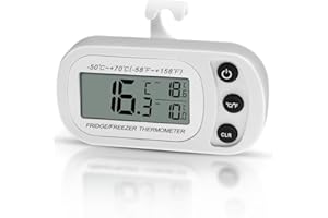 Houdian Termometro digitale per frigorifero, termometro, funzione di registrazione massima/minima, termometro impermeabile per frigorifero/congelatore (nero)