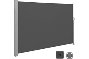 SONGMICS Side Shade, Extendable, 160 x 350 cm, Privacy Screen, Sun Protection, Opaque Outdoor Blind, For Patio, Terrace, Garden, Steel, Anthracite Grey GSA165G02