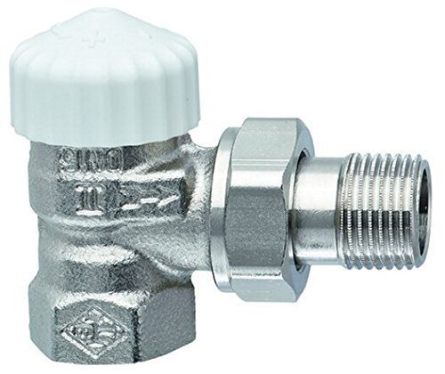 TA Heimeier Th-Unterteil V-exakt II Rotguss vernickelt, Eck 3/8 Zoll, kvs 0,86, 3711-01.000