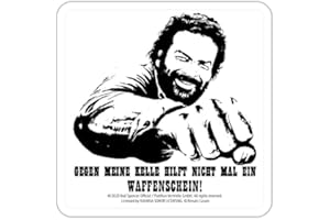 BLECHWAREN FABRIK BRAUNSCHWEIG GMBH Blechwarenfabrik Braunschweig Bud Spencer Gegen meine Kelle hilft nicht mal ein Waffenschein Bierdeckel aus Blech Mehrfarbig, Maße: 10cm x 10cm, DC04