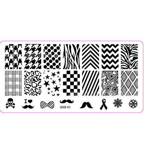 XLORDX Large Nail Art Polish Plate Metal Manicure Stamping Lace Floral Swallow gird Punk Printing Image Template DIY Decoration QXE01