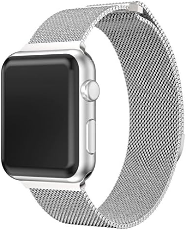Amoyl Milanese Watch Straps, Stainless Steel Watch Bracelets Mesh Loop with Magnetic Closure and Metal Lugs for Apple Watch Series 3 42mm/38mm (38mm Milanese Watch Strap, Silver)