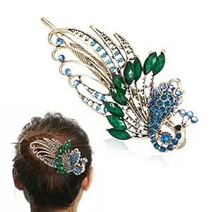 SANNIDHI Women Hair Clip Hair Accessory Clip Decorative Vintage Hair Comb Clips Peacock Hairpin for Girls Lady