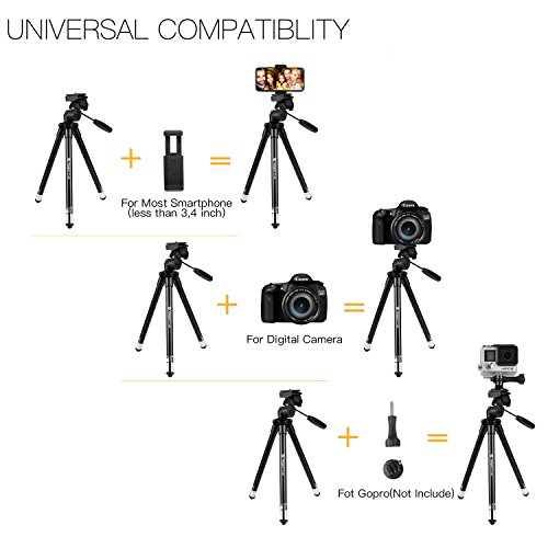 Fotopro 39.5 Pollici Treppiede di Cellulare Treppiede di Fotocamera in Alluminio Supporto di Fotocamera Portabile con Telecomando Bluetooth e Clip da Montare Smartphone per Riprese in Esterno, Viaggio o Creazione di Youtube Video, ecc (Argento)