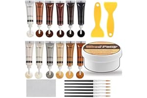 SEISSO Holzkitt Reparaturset, Laminat Parkett Reparatur 12 Farben Holzspachtelmasse mit 200g Holzkitt, Möbel Reparaturset von Risse Löcher Kratzer für Holzboden, Türen, Tür, Schrank, Treppe usw