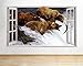 Produktbild tekkdesigns D715 braun Bears Fish River Animal Fenster Wand Aufkleber 3D Kunst Aufkleber Vinyl Raum