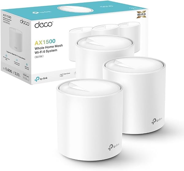 TP-Link Deco X1500(3-pack) Router WiFi 6 Mesh AX1500Mbps, 2 Porte Ethernet Gigabit, Controllo Parental, Router e Ripetitore, Compatibile con Amazon Alexa, 3 Pezzi con Copertura Fino a 520 ㎡ - 1