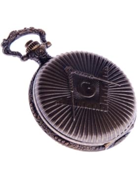 ShoppeWatch Freimaurer Taschenuhr mit Kette Quarzwerk arabische Ziffern Savonette Vintage Design PW-40