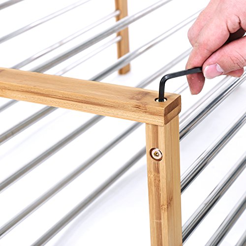 Songmics Schuhregal Schuhablage Schuhständer Schuhschrank Bambus-Edelstahl Badregal Regal 3 Etagen 80 x 50 x 30 cm LBS03N - 9