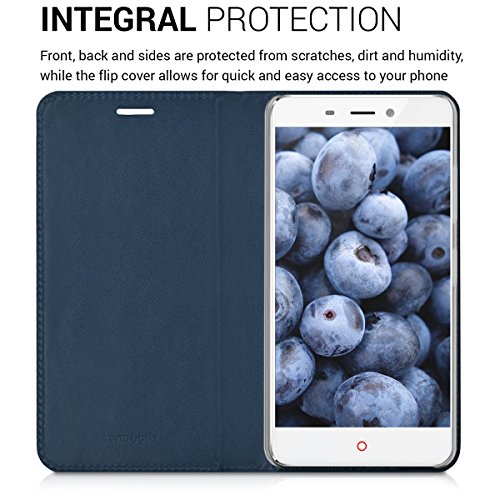 kwmobile Funda para ZTE Nubia N1 - Carcasa para m  vil de  Cuero sint  tico  - Case  Plegable  en  Azul Oscuro 