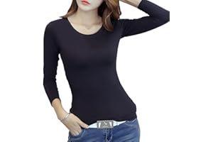 FFWTPY Maglia Termica da Donna Maglietta Funzionale con Scollo Rotondo Collo Alto Base Layer Basic Top Intimo Traspirante Abbigliamento Termico Inverno