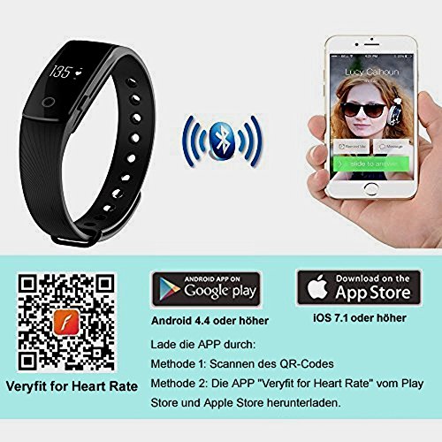AsiaLONG Aktivitätstracker mit Pulsmesser Bluetooth Fitness Armband Activität Tracker Smart Armband mit Schrittzähler / Schlafanalyse / Kalorienzähler / SMS SNS Vibration Fitness Tracker für Android und IOS (Schwarz) - 8