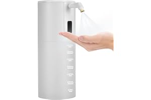 HMJIA Automatyczny dozownik do dezynfekcji, 350 ml, z czujnikiem, automatyczny dozownik mydła na podczerwień, do łazienki, kuchni, hotelu, restauracji/miejsc publicznych (biały, rozpylany)