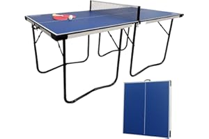 AIPINQI 6ft Table Tennis Table, Foldable Portable Strong MDF Plate Ping Pong Table Portable Easy Quickly Installation Indoor Game Table for Indoor and Outdoor