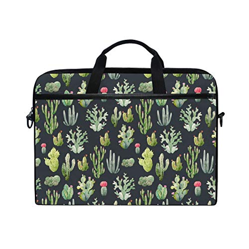 Preisvergleich Produktbild Ahomy 14 Zoll Laptoptasche, Aquarell, Kaktusblüten, Segeltuch, Laptoptasche, Handtasche mit Schultergurt für Damen und Herren