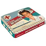 Preciso y original Botiquín de Primeros Auxilios con Accesorios en caja metálica retro