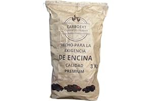 CARBOEXT Carbon Vegetal Barbacoa Carbon Barbacoa Carbón 100% Sin Humo Ni Aditivos Carbón Vegetal De Encina Premium Ideal Sin Humo Barbacoa Restaurantes Barbacoas Familiares o Asadores Ecologico Saco de 3KgApx