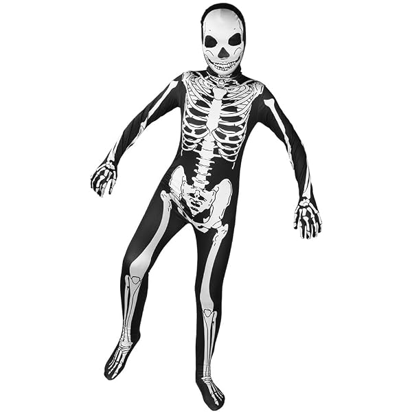 Costume Da Scheletro Per Bambini Com-four® Mr. X-ray – Tuta Halloween Con Stampe A Raggi X (116-127 Cm)