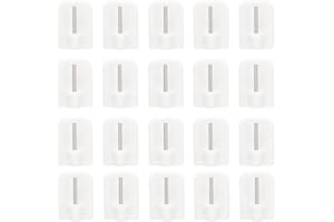 LEERSAO Confezione Da 20 Ganci Autoadesivi Per Finestre, Adesivi Per Aste Per Tende, Bianco (Angoli Quadrati)