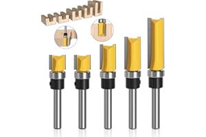 Infreecs 5 sztuk frezów do wyrównywania łożysk kulkowych, trzpień 6,35 mm, frez do wyrównywania, Ø 12,7 mm, frez do kopiowania z łożyskiem kulkowym, zestaw frezów do rowków do drewna, 5 sztuk