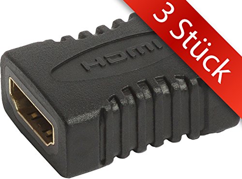 3 STÜCK SET | HDMI auf HDMI | Kupplung | HDMI Buchse zu HDMI Buchse | HDMI Verbindungsstück | HDMI Kupplung [ vergoldete Kontakte ] - MOVOJA 3Stück