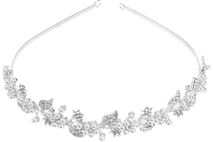 ROSENICE Brautschmuck Hochzeit Diadem Strass Perle Haarband Stirnband 1st (Silber)