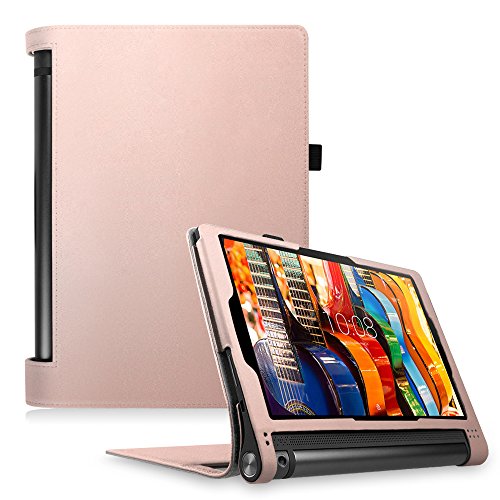Fintie Lenovo Yoga Tablet 3 10 Hülle Case - Slim Fit Folio Premium Kunstleder Schutzhülle Tasche Etui Smart Cover mit Auto Sleep / Wake für Lenovo Yoga Tablet 3 25,7 cm (10,1 Zoll), Roségold
