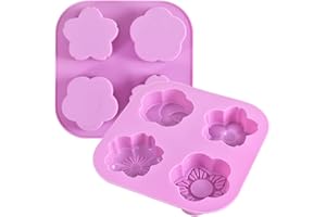 Newk Moules en silicone en forme de fleur, 2 packs de 4 moules en silicone anti-adhésifs de qualité alimentaire pour le bricolage de chocolats, bonbons, savons faits main et bombes de bain.