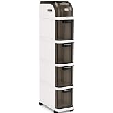 Pro Slim Tekerlekli Organizer Dolap, 4 &Ccedil;ekmeceli Dar Alan Depolama &Uuml;nitesi, Banyo, Mutfak ve &Ccedil;amaşır Odası İ&ccedil;in &Ccedil;ok Ama&ccedil;lı Ar