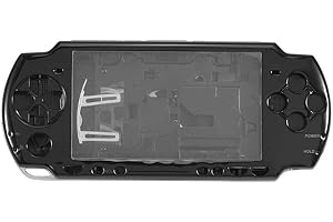 Diyeeni Ersatz Gehäuse für Sony PSP 2000, Solide Schützende Gmae Case Button Cover, Anti-Rutsch Funktion Haltbare ABS Material Full Housing Reparatur Mod Case Schwarz/Weiß(Schwarz)