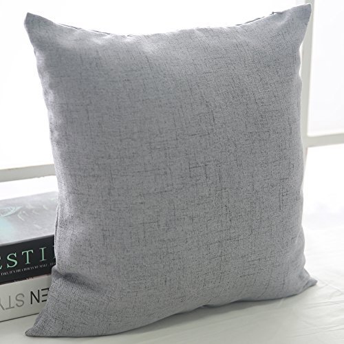 Deconovo 4er Pack zum Sparpreis Leinen Optik Kissenhülle, Kissenbezüge, Sofa Dekokissen, Cushion Cover, 40×40 cm, Grau, 4er set - 3