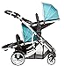 Duellette 21 BS Twin Double pushchair stroller Buggies Tandem 2 seat units, 2 Footmuffs and 2 rain covers, by Kidz Kargo Silver Chassis Teal Mist