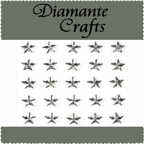 25 x 10mm Clear Diamante Stars Self Adhesive Rhinestone Body Vajazzle Gems - created exclusively for Diamante Crafts