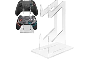 TMZELOA Supporto Controller Doppio in Acrilico Trasparente - Stand Universale per PS5 Xbox Switch - Supporto da Scrivania Compatto per Accessori Gaming - Design Elegante per Camera o Sala Giochi