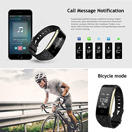 Fitness Armbänder Yarrashop Wasserdichte Smart Armband Herzfrequenz-Monitor Sport Wristband Fitness Tracker Multi-Sport-Modus Gesundheit Monitor Pedometer Anruf Nachricht Erinnerung für IOS Android Phone - 5