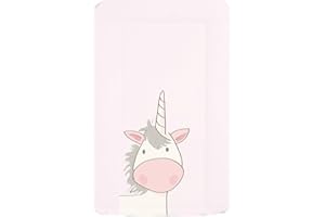 BRJR Deluxe Baby Waterproof Changing Mat with Raised Edges - Beautiful Unique Pale Pink Unicorn Design
