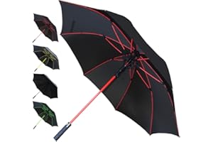 COLLAR AND CUFFS LONDON - 154 cm Bogen - WINDPROOF - Verstärkte Fiberglasrippen - SEHR STARK - StormFighter Jumbo - Automatik - Fiberglas Regenschirm Stockschirm - Schwarz