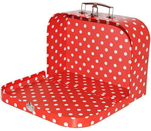 Koffer / Kinderkoffer – in 3 Größen ! – “ Punkte – rot & weiß “ – ideal für Spielzeug und als Geldgeschenk – Mädchen & Jungen – Pappkoffer – Puppenkoffer – Kinder – Pappe Karton – gepunktet / Polka Dots – Köfferchen – Motivkoffer – Spielekoffer – Reisekoffer / Geschenkekoffer – Malkoffer – Spielekoffer – Spielzeugkoffer – Malkoffer – Geburtstag / Hochzeit – Urlauber - 5