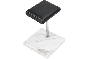 Hellery Watch Display Rack Stand Holder Jewellery Holder Jewellery Stand Earring Necklace - White Marble Base + Silver Stand, 10x10x14cm