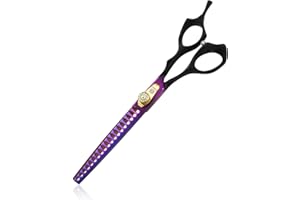 DREAM REACH Dream Portée 17,8 cm Professional Decompressed élastique Poignée Ensemble de Ciseaux de toilettage, Droite et Chunker et 2 Courbes Ciseaux Lot de 7 inches, Violet (Ciseaux Grossiers)