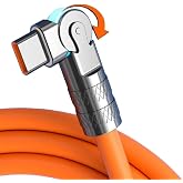 USB'den Type-C'ye 180&deg; D&ouml;ner Hızlı Şarj Kablosu 120W 1M | Veri Aktarımı, Metal Konnekt&ouml;r, Silikon Kablo, Turuncu Renk, Esnek 