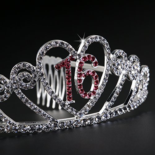 Pixnor 16. Geburtstag Tiara Kristall Prinzessin Crown - 3