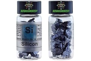 NOVAELEMENTS Silicio metallico elemento 14 Si, cristalli 5 grammi 99,99% in fiala di vetro con etichetta