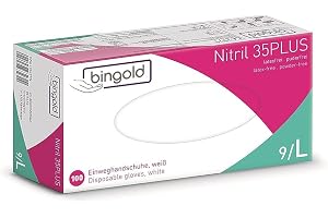 Engångshandskar av Nitril BINGOLD 35PLUS – vita – 100 stycken